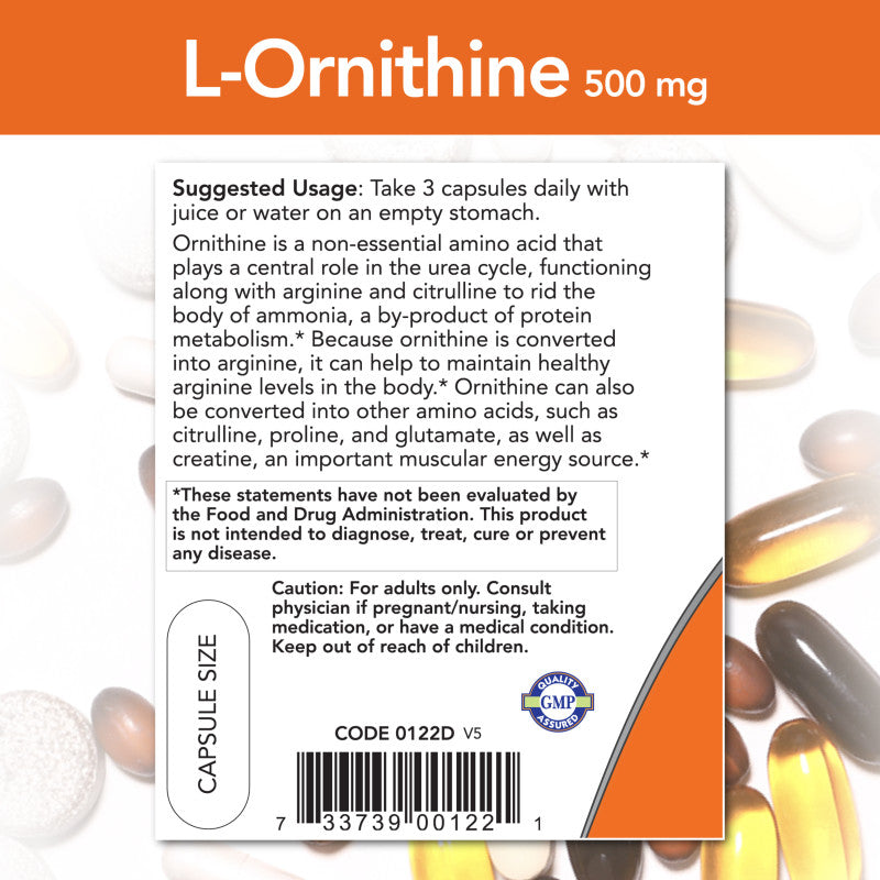 L-Ornithine 500mg 120VegCaps by Now