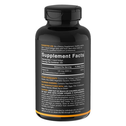 Vitamin D3 5,000 IU 360sg by Sports Research