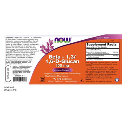 Beta 1,3/1,6 D Glucan 100mg 90VegCaps by Now