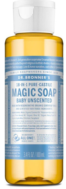 Pure-Castile Liquid Soap Baby Unscented 4oz by Dr. Bronner’s