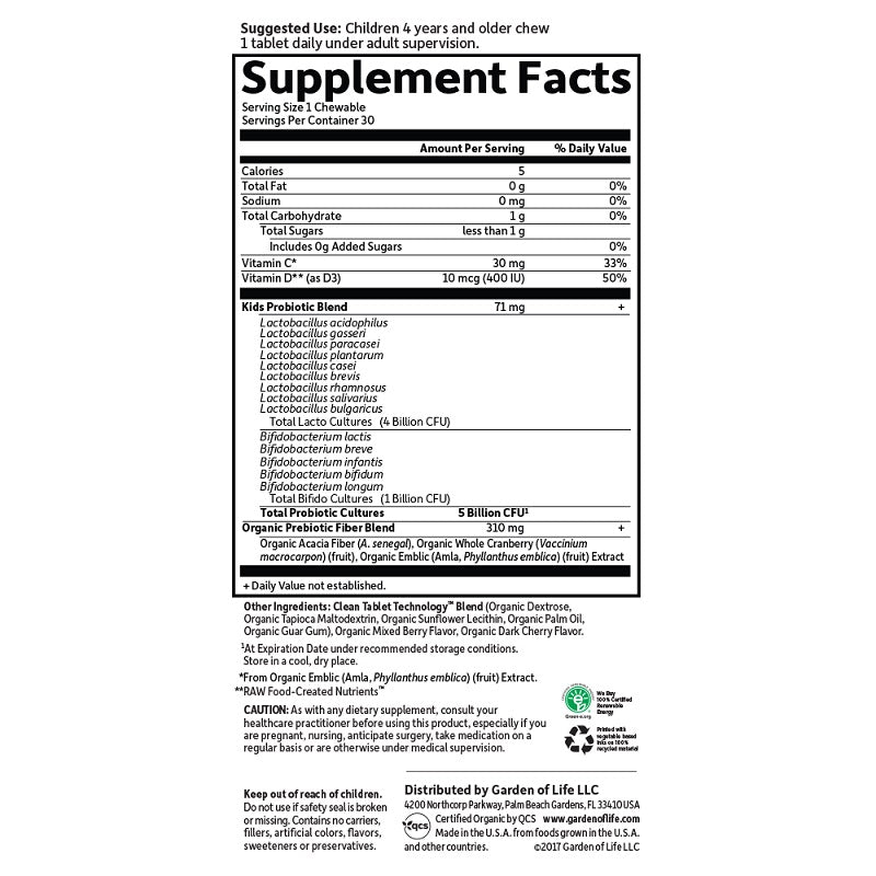 Dr. Formulated Probiotics Kids+ Berry Cherry SS by Garden of Life