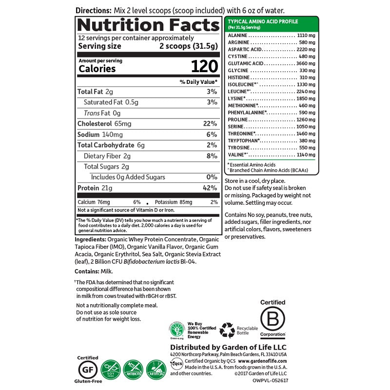 Grass Fed Whey Vanilla by Garden of Life