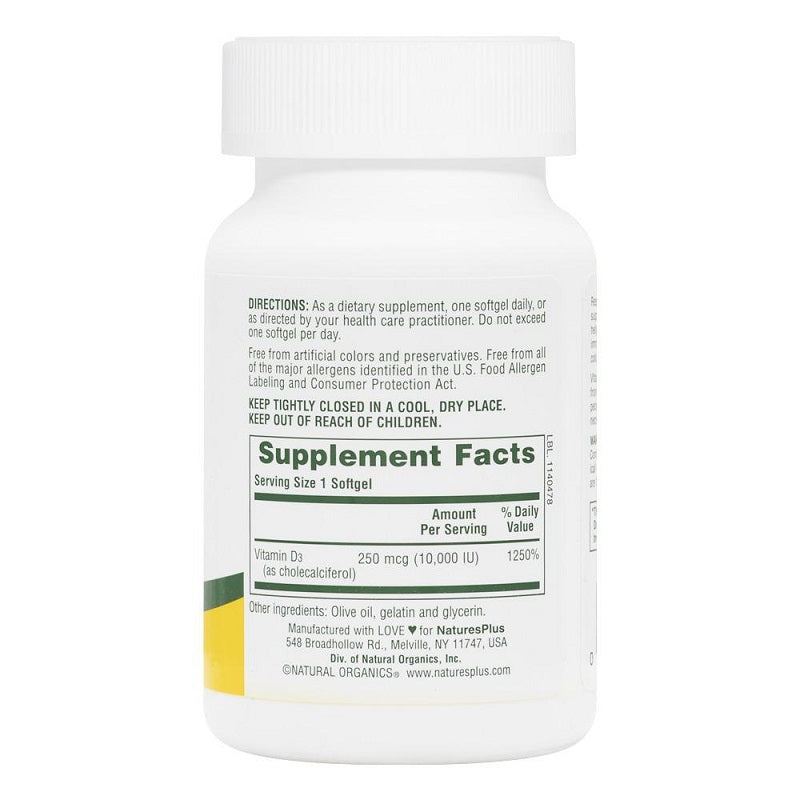 Vitamin D3 10,000 IU 60sg by NaturesPlus