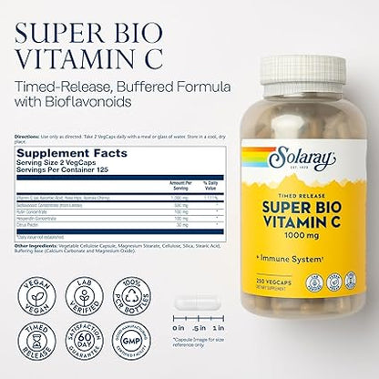 Timed Release Super Bio Vitamin C 250VegCaps by Solaray