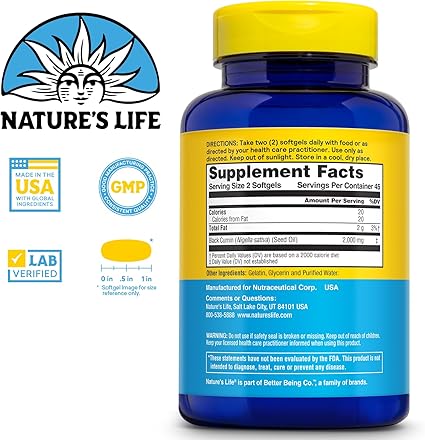 Black Seed Oil 1,000mg 90sg by Nature's Life