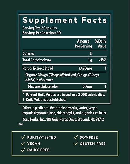 Ginkgo Leaf Liquid Caps by Gaia Herbs