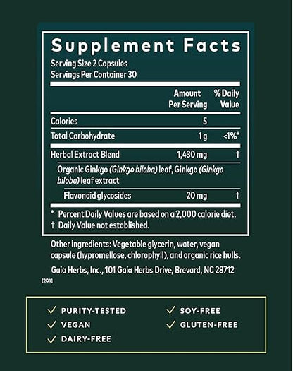Ginkgo Leaf Liquid Caps by Gaia Herbs