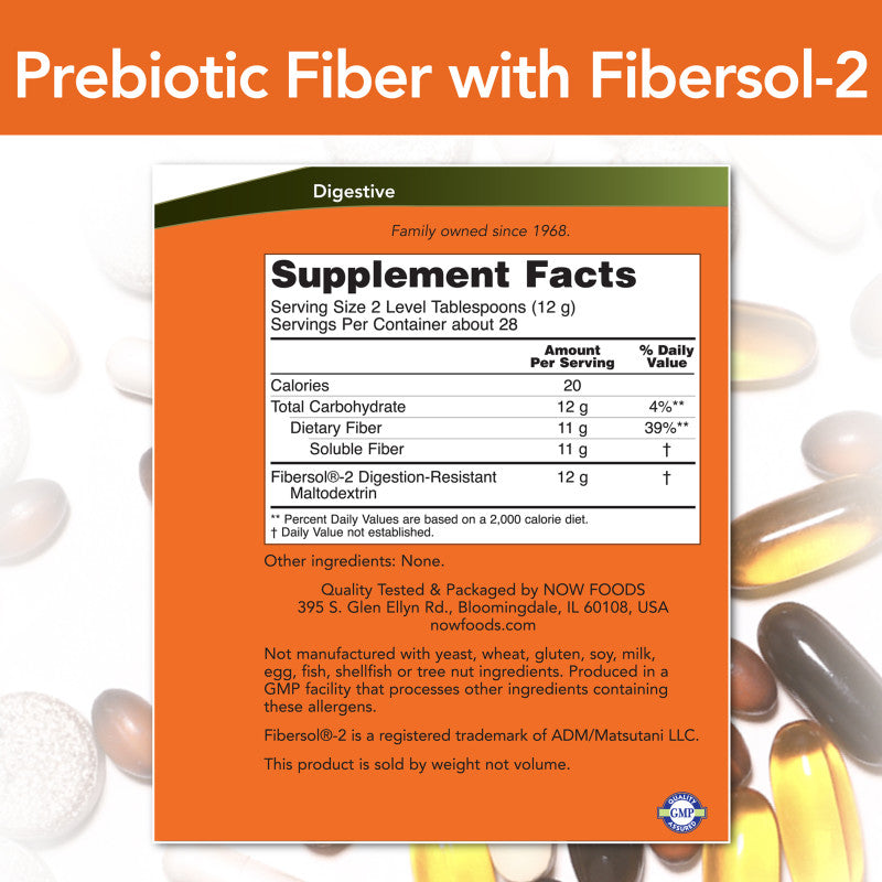 Prebiotic Fiber with Fibersol-2 Powder 12oz by Now