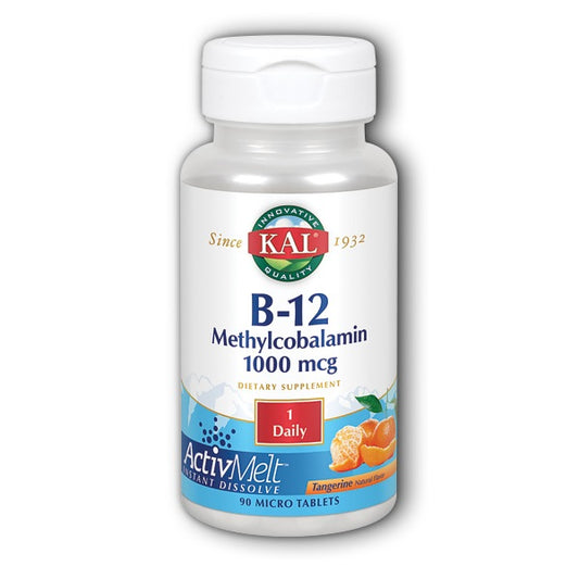 B-12 Methylcobalamin 1,000mcg 90MicroTabs Tangerine by Kal