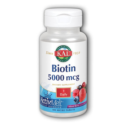Biotin 5,000mcg 100MicroTabs by Kal