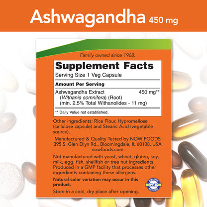 Ashwagandha 450mg 90VegCaps by Now