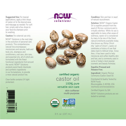 Castor Oil Organic 8oz by Now