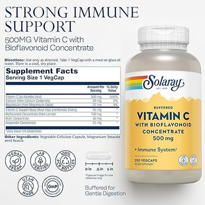 Buffered Vitamin C with Bioflavonoids 500mg 250VegCaps by Solaray