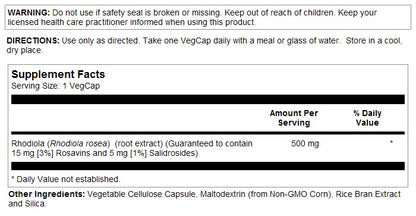 Rhodiola Root Extract 500mg 60VegCaps by Solaray
