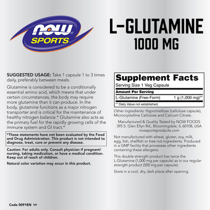 L-Glutamine 1,000mg 240VegCaps by Now