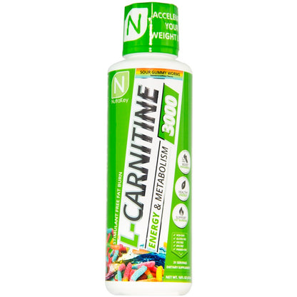 L-Carnitine 3000 Sour Gummy Worms by Nutrakey