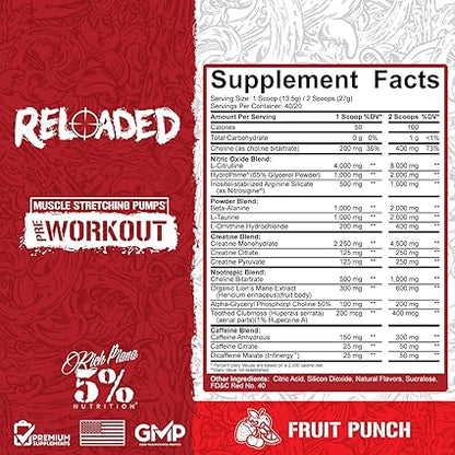 Reloaded Pre Workout Fruit Punch by 5% Nutrition