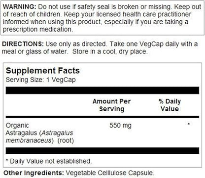 Astragalus Root Organic 550mg 100VegCaps by Solaray