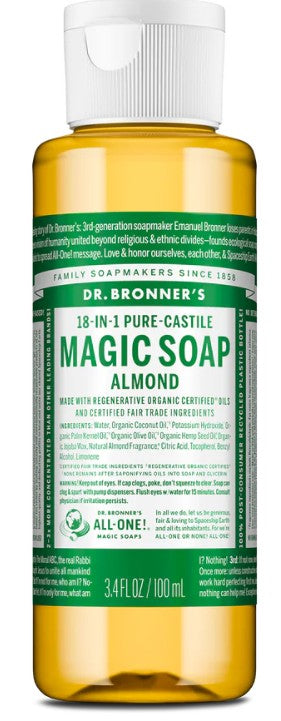 Pure-Castile Liquid Soap Almond 3.4oz by Dr. Bronner’s