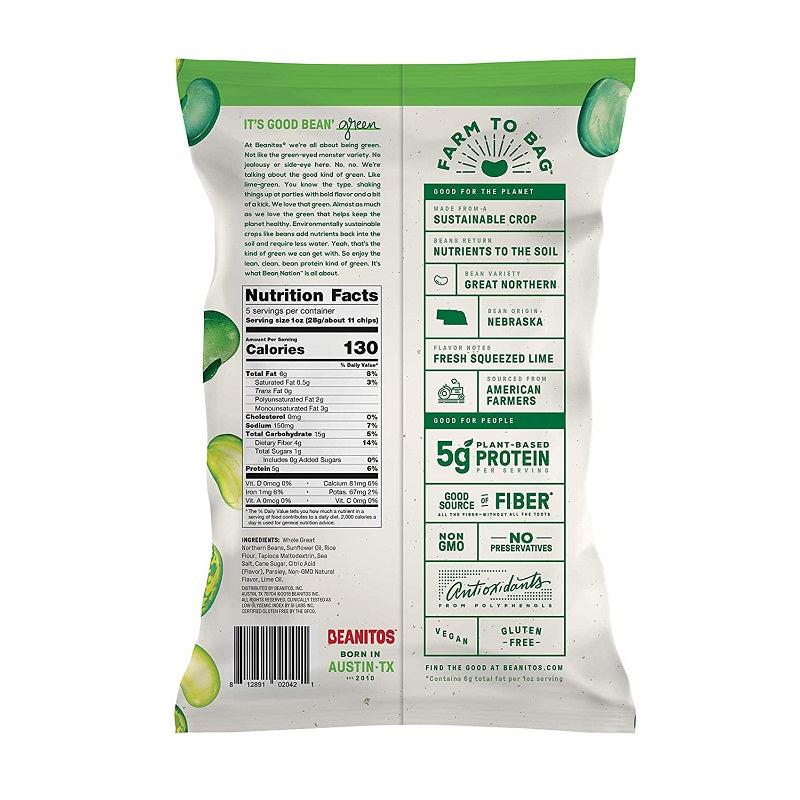 White Bean Hint of Lime Chips by Beanitos