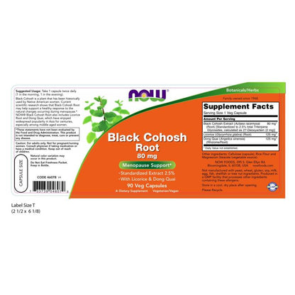 Black Cohosh Root 80mg 90VegCaps by Now