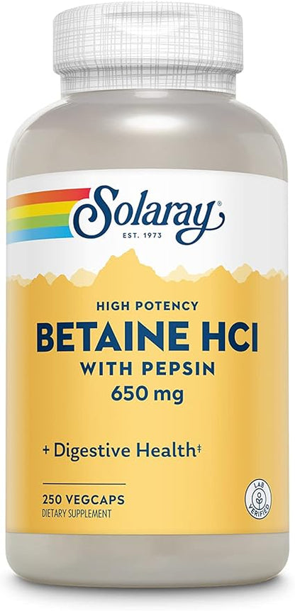 HCL with Pepsin 650mg 250VegCaps by Solaray