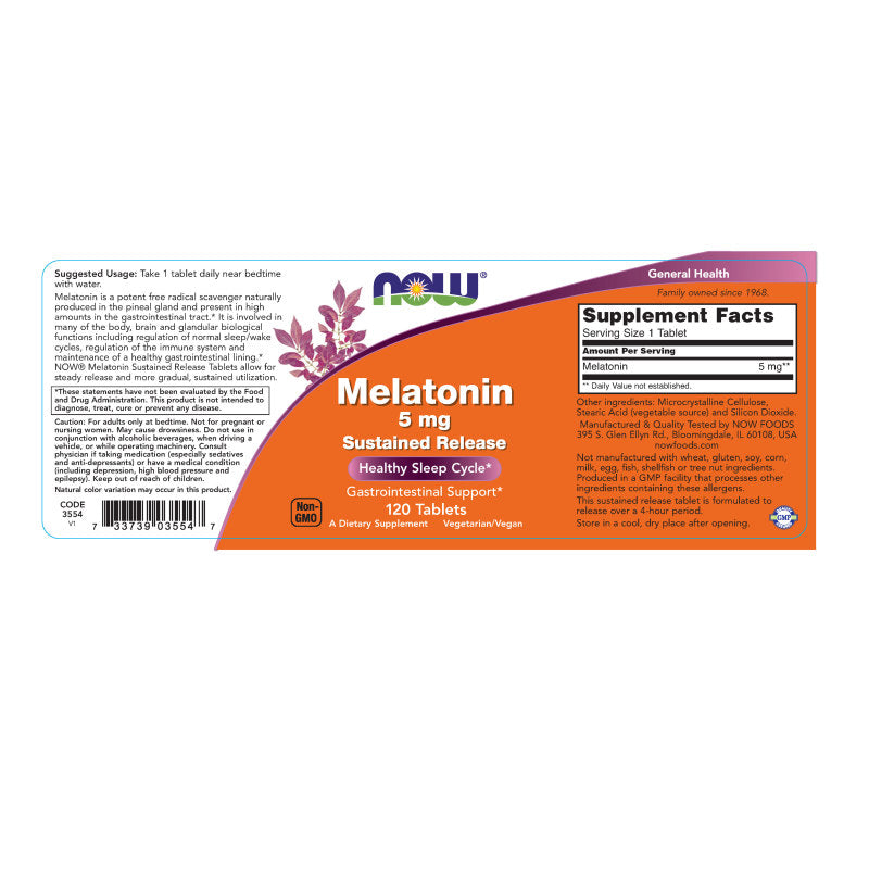 Melatonin Sustained Release 5mg 120tabs by Now