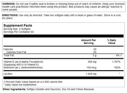 Bio E + Selenium 400 IU 120sg by Solaray
