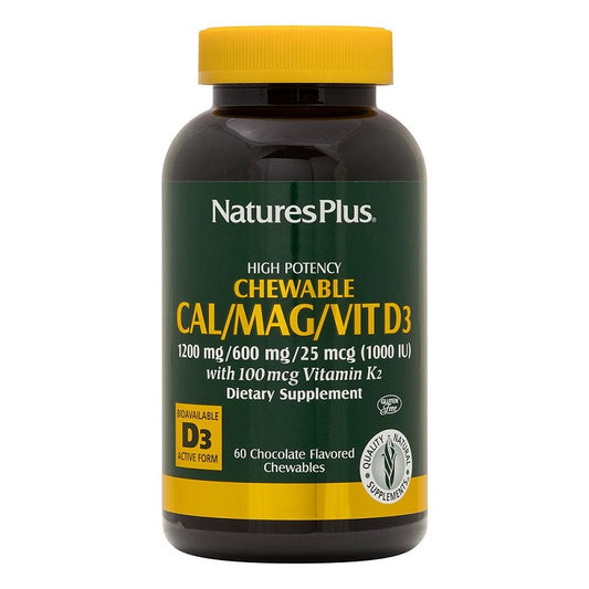 Cal/Mag/Vitamin D3 with K2 60 Chewables Chocolate by NaturesPlus
