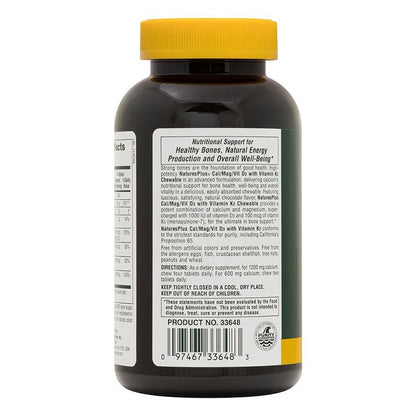 Cal/Mag/Vitamin D3 with K2 60 Chewables Chocolate by NaturesPlus