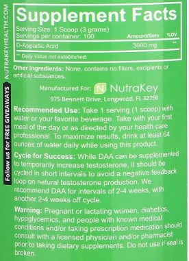 D-Aspartic Acid Powder 300g by Nutrakey