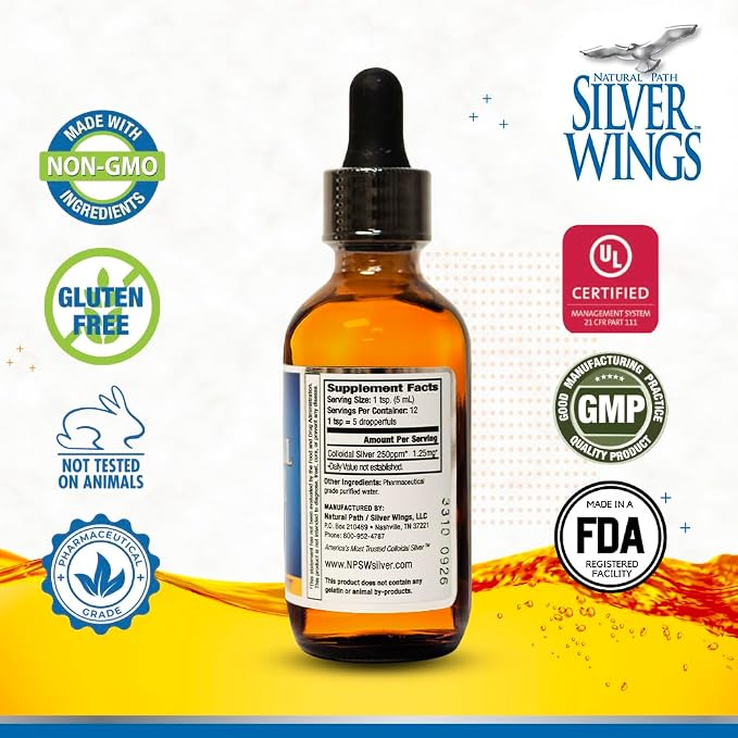 Colloidal Silver 250PPM 2oz Dropper by Natural Path Silver Wings