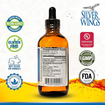 Colloidal Silver 250PPM 4oz Dropper by Natural Path Silver Wings