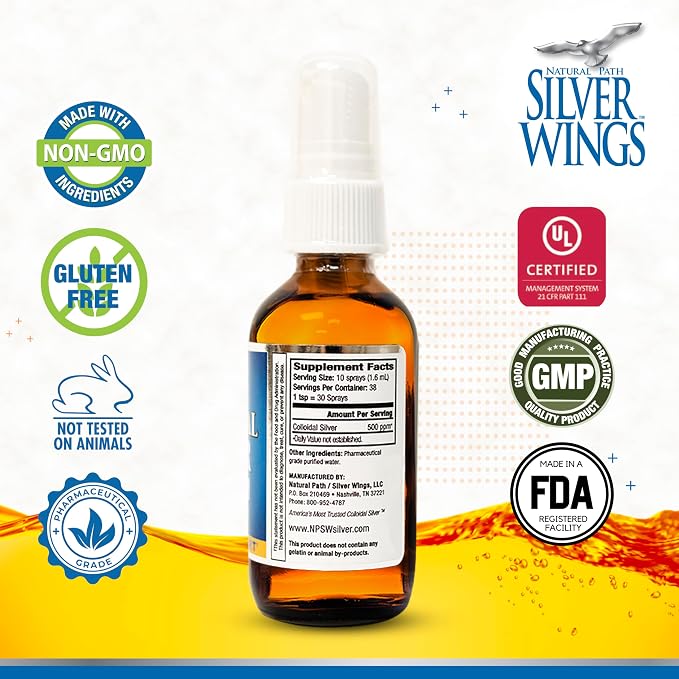 Colloidal Silver 500PPM 2oz Spray by Natural Path Silver Wings