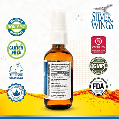 Colloidal Silver 500PPM 2oz Spray by Natural Path Silver Wings