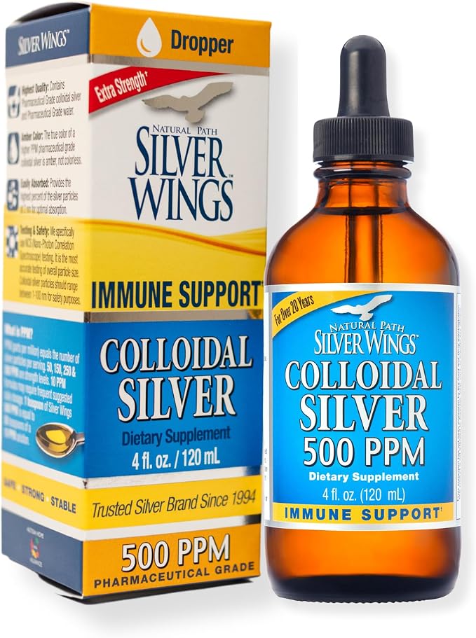 Colloidal Silver 500PPM 4oz Dropper by Natural Path Silver Wings