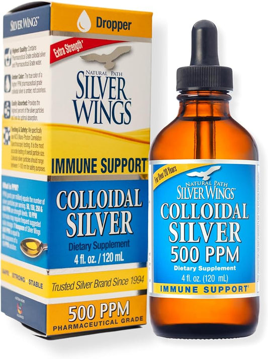 Colloidal Silver 500PPM 4oz Dropper by Natural Path Silver Wings