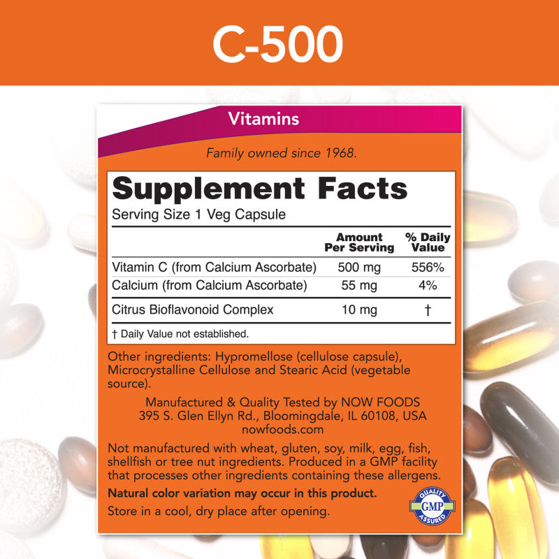 C-500 Calcium Ascorbate 250VegCaps by Now