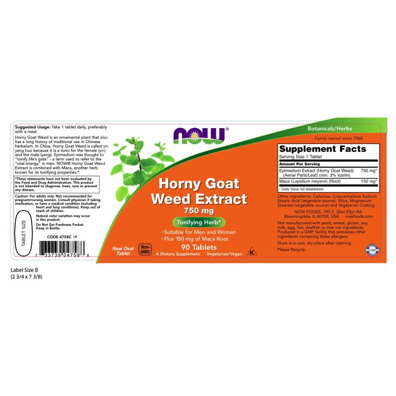 Horny Goat Weed Extract 750mg 90tabs by Now