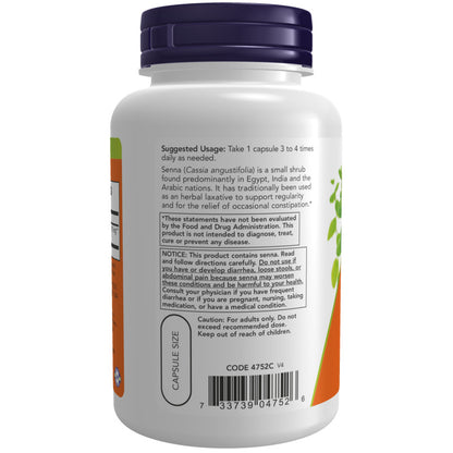 Senna Leaves 470mg 100VegCaps by Now