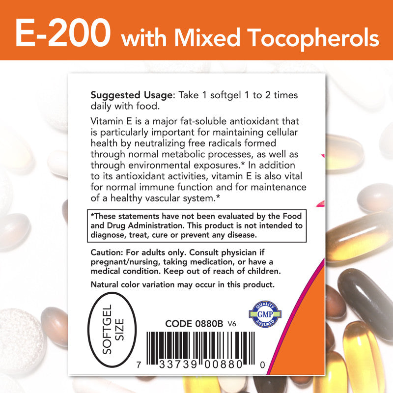 E-200 with Mixed Tocopherols 100sg by Now