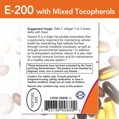 E-200 with Mixed Tocopherols 100sg by Now