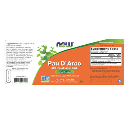 Pau D' Arco 500mg 250VegCaps by Now