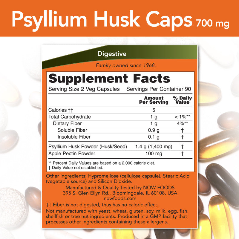 Psyllium Husk 700mg 180VegCaps by Now