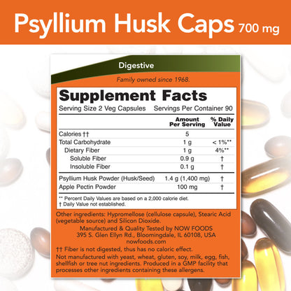 Psyllium Husk 700mg 180VegCaps by Now