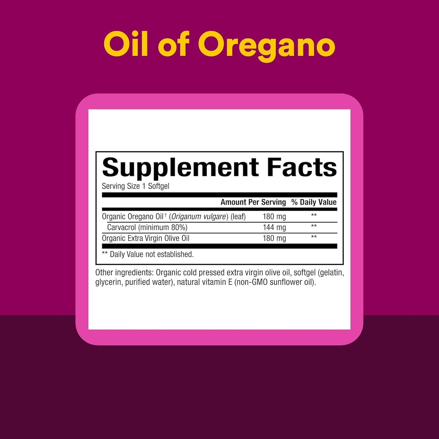 Oil of Oregano 180mg Softgels by Natural Factors