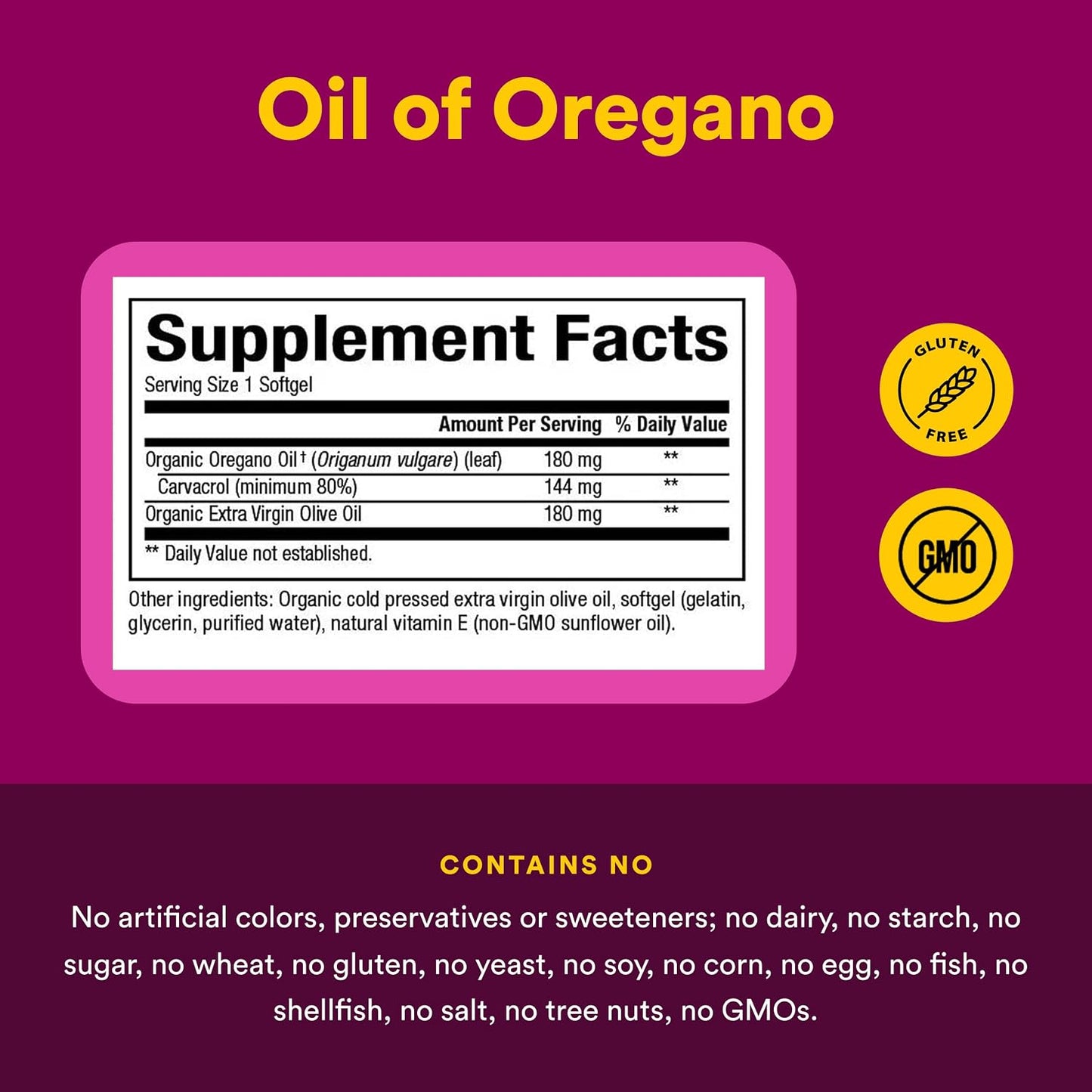 Oil of Oregano 180mg Softgels by Natural Factors