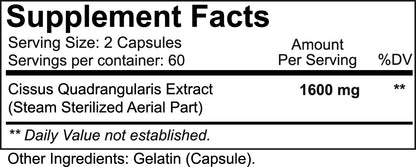 Cissus Quadrangularis 800mg 120caps by Nutrakey