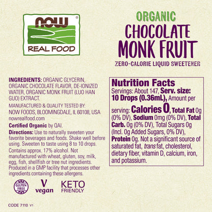 Monk Fruit Liquid Organic Chocolate 1.8oz by Now