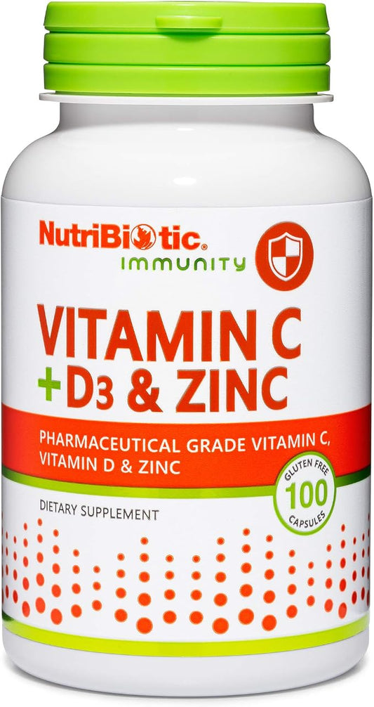 Vitamin C D3 & Zinc Capsules by Nutribiotic